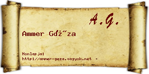 Ammer Géza névjegykártya